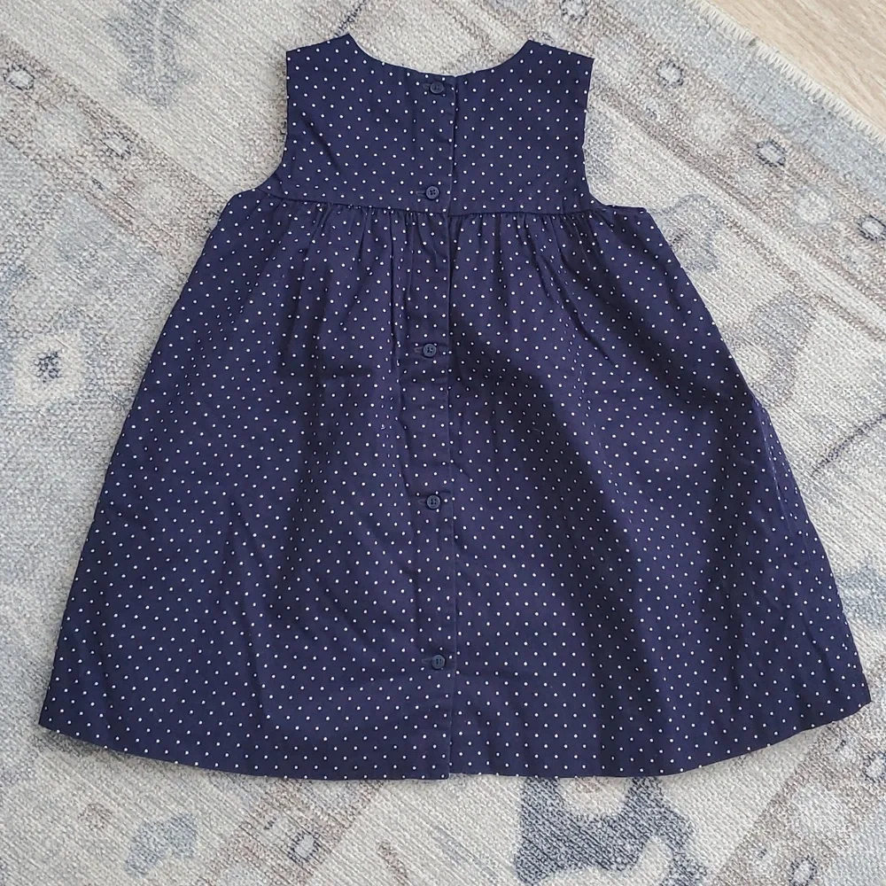 Janie and Jack Baby Girls Bow Dotted Navy Dot Bow Dress Sz12-18m